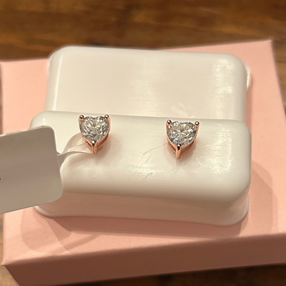 Luxury Rose Gold Moissanite Diamond‎ screwback Heart Stud Earrings